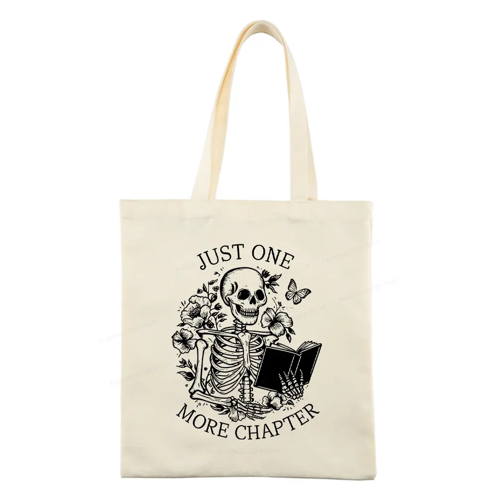 Pagewing One More Chapter Skeleton Unisex Tee Tote Bag