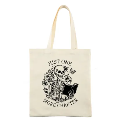 Pagewing One More Chapter Skeleton Unisex Tee Tote Bag