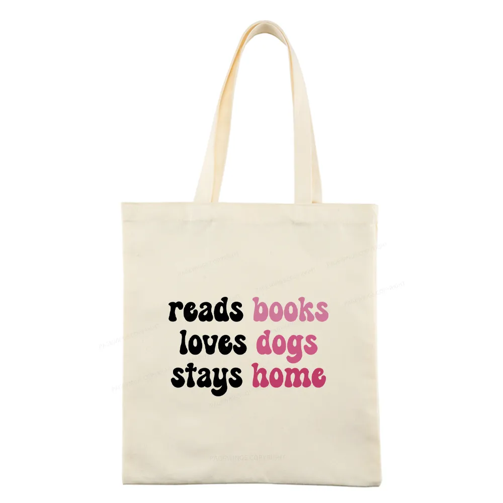 Pagewing Read Books & Love Dogs & Stay Home Tote Bag