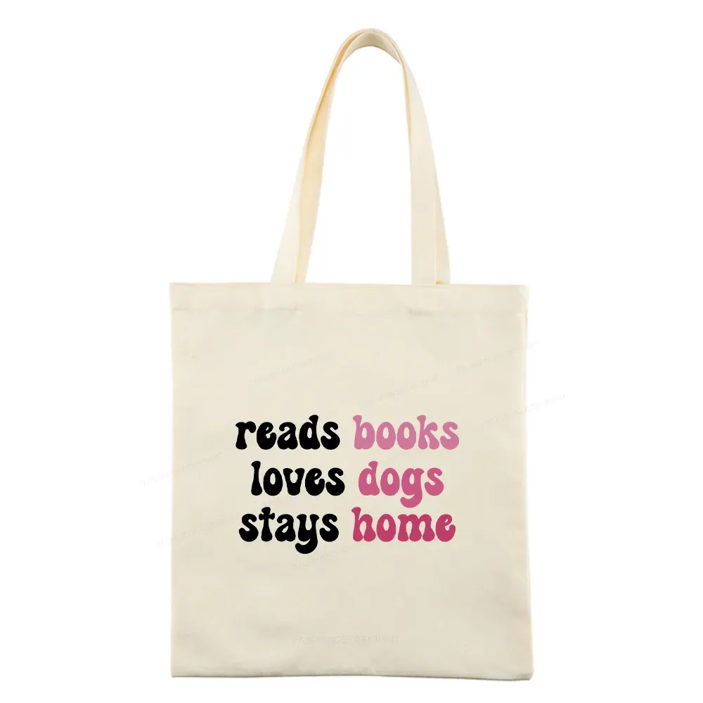 Pagewing Read Books & Love Dogs & Stay Home Tote Bag