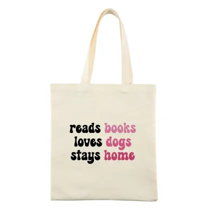 Pagewing Read Books & Love Dogs & Stay Home Tote Bag