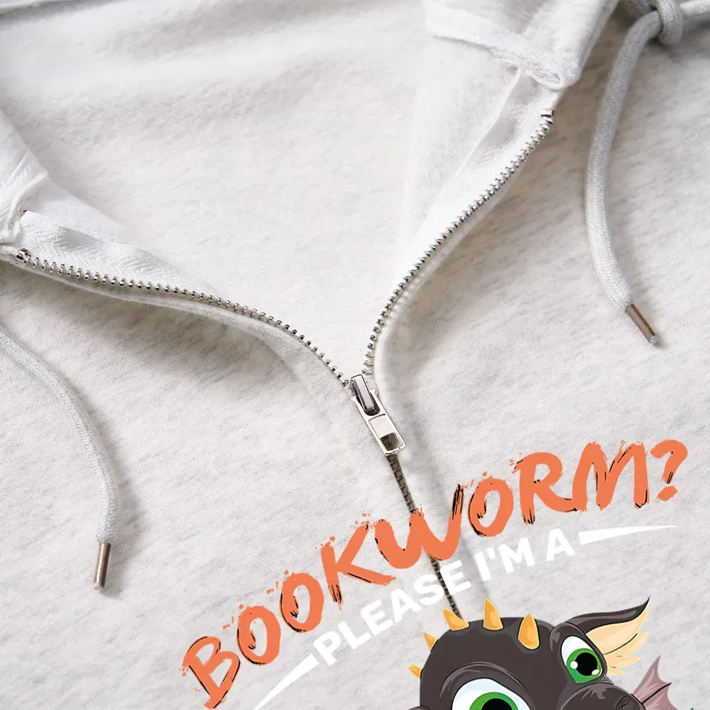 Pagewings Book Dragon Unisex Fleece Zip Up Hoodie