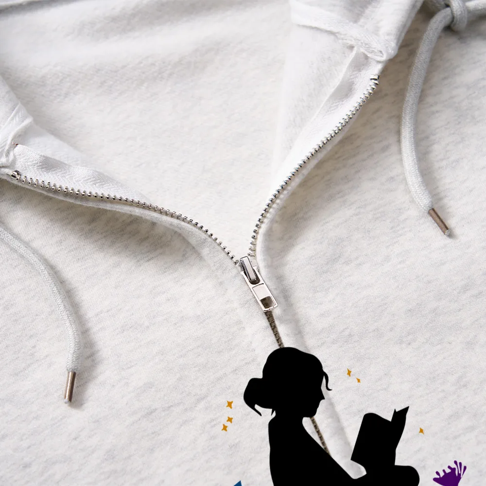 Pagewings Girl Reading Unisex Fleece Zip Up Hoodie