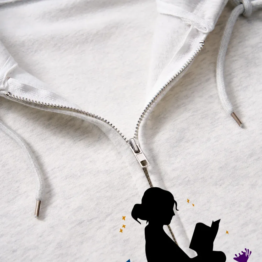 Pagewings Girl Reading Unisex Fleece Zip Up Hoodie