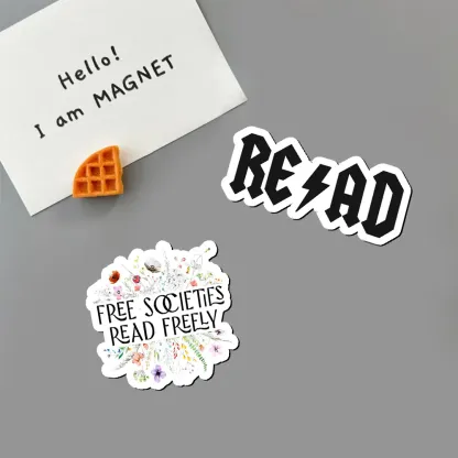 Pagewings Read Back In The Library "Rock And Roll" Fridge Magnet