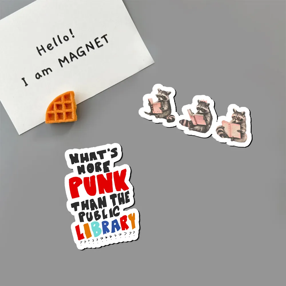 Pagewings Funny Raccoon Bookish Gift Fridge Magnet