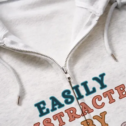 Pagewings Easily Distracted By Books And Labrador Unisex Fleece Zip Up Hoodie