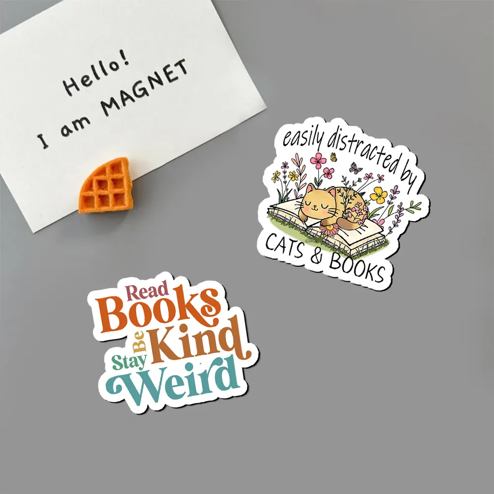Pagewings Easily Distracted By Cats And Books Fridge Magnet