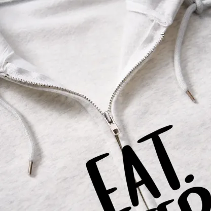 Pagewings Eat Sleep Read Unisex Fleece Zip Up Hoodie