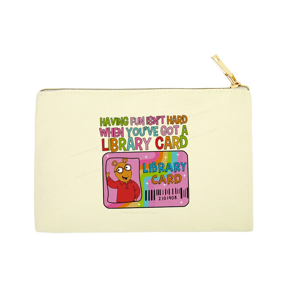 Pagewings Having Fun Isn't Hard When You've Got A Library Card Teacher Vintage Pouch