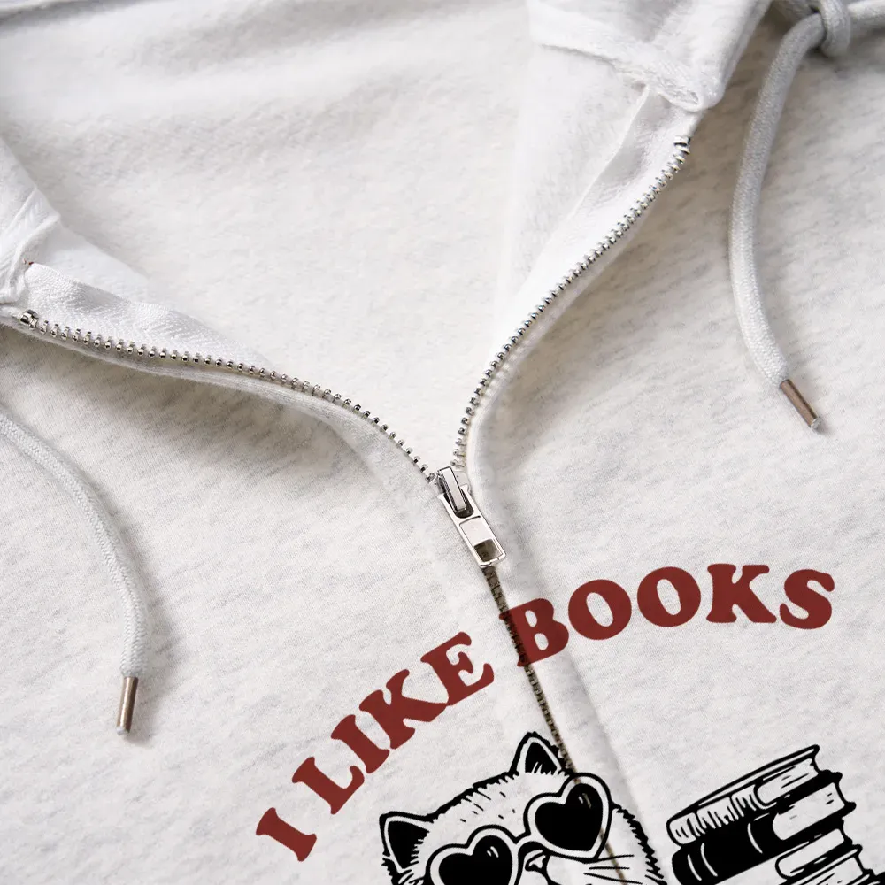 Pagewings I Like Books More Than I Like People Unisex Fleece Zip Up Hoodie