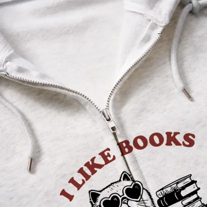 Pagewings I Like Books More Than I Like People Unisex Fleece Zip Up Hoodie