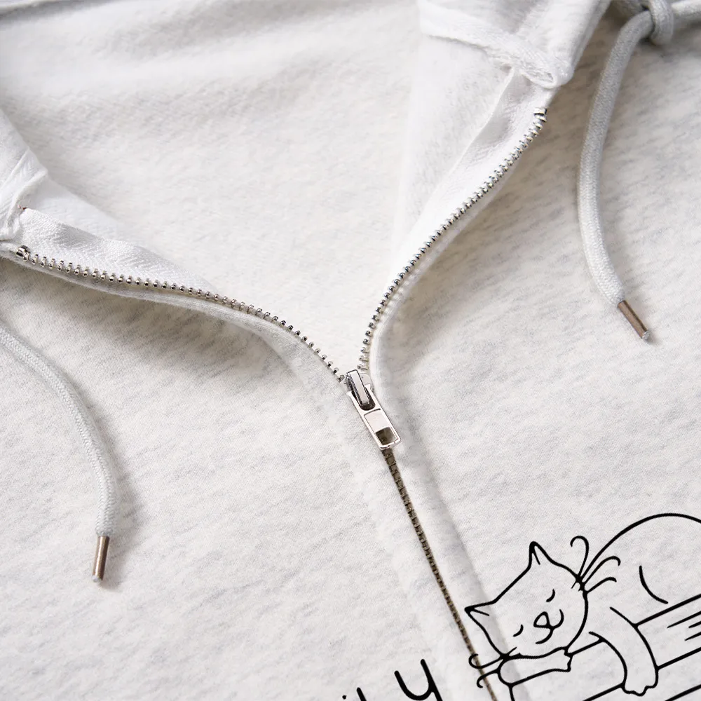 Pagewings Easily Distracted By Cats and Books Unisex Fleece Zip Up Hoodie