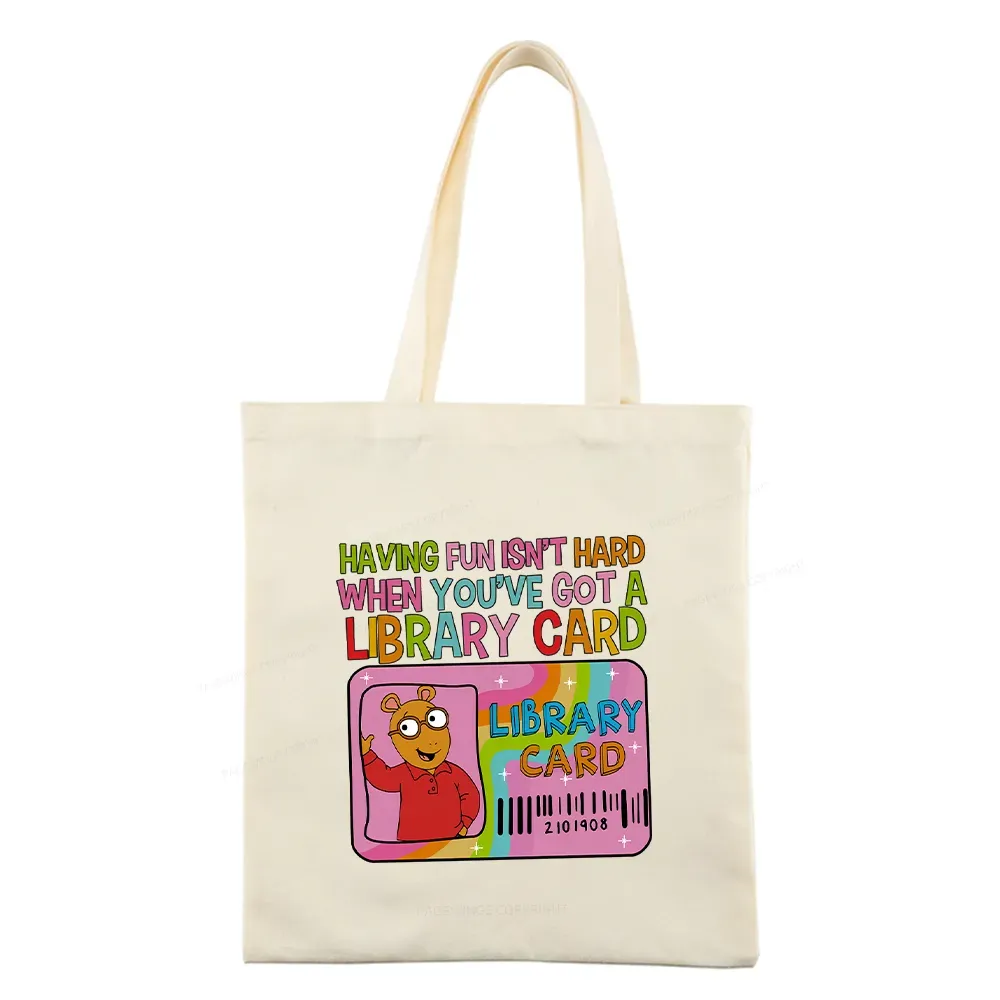 Pagewings Having Fun Isn't Hard When You've Got A Library Card Teacher Vintage Tote Bag