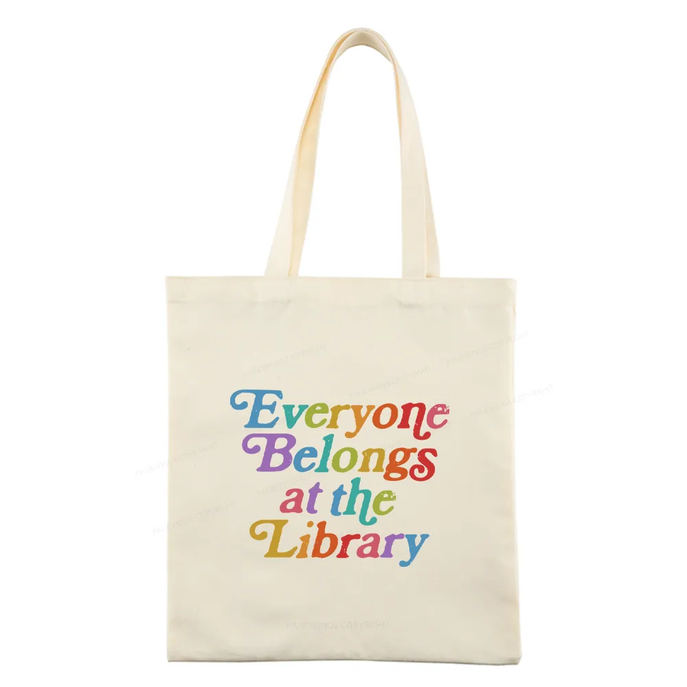 Pagewings Everyone belongs at the library Tote Bag