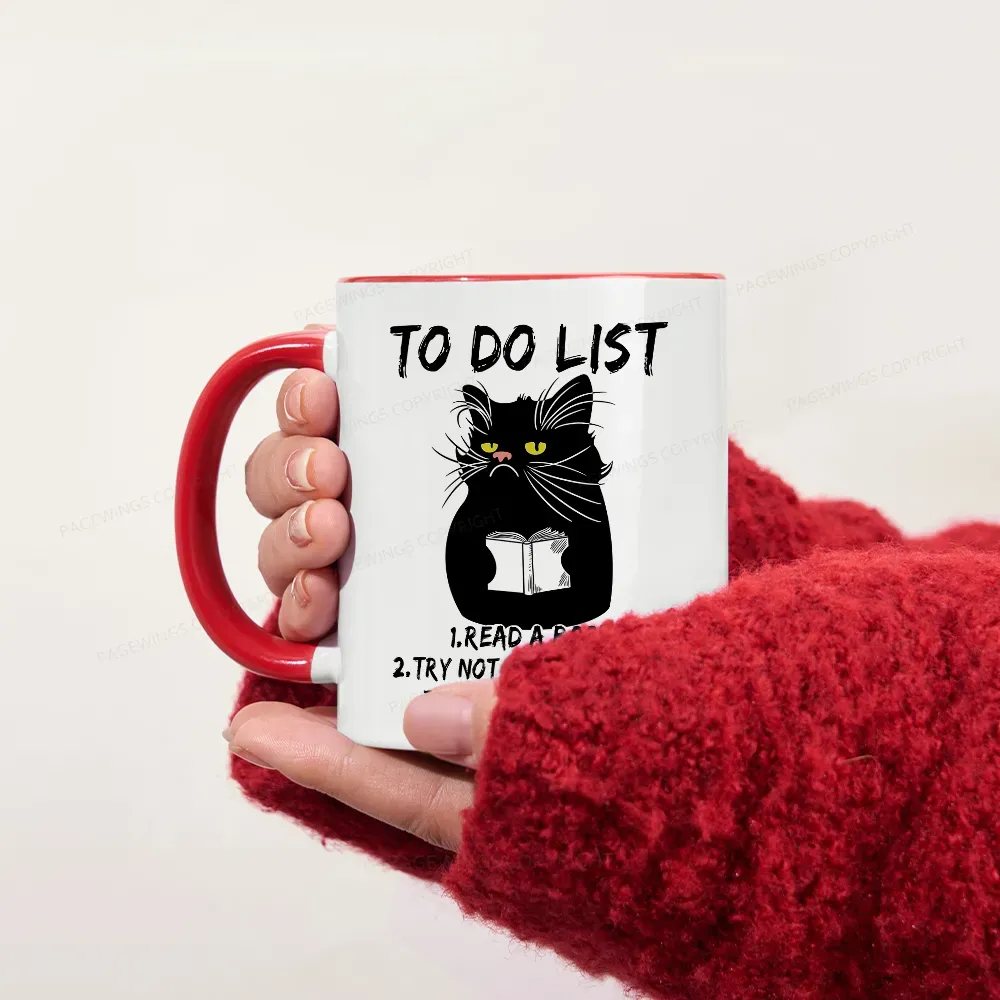 Pagewings Black Cat To Do List Mug