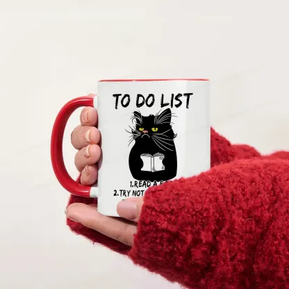 Pagewings Black Cat To Do List Mug