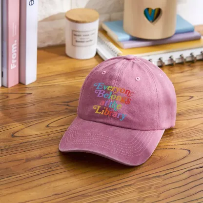 Pagewings Everyone belongs at the library Washed Cap