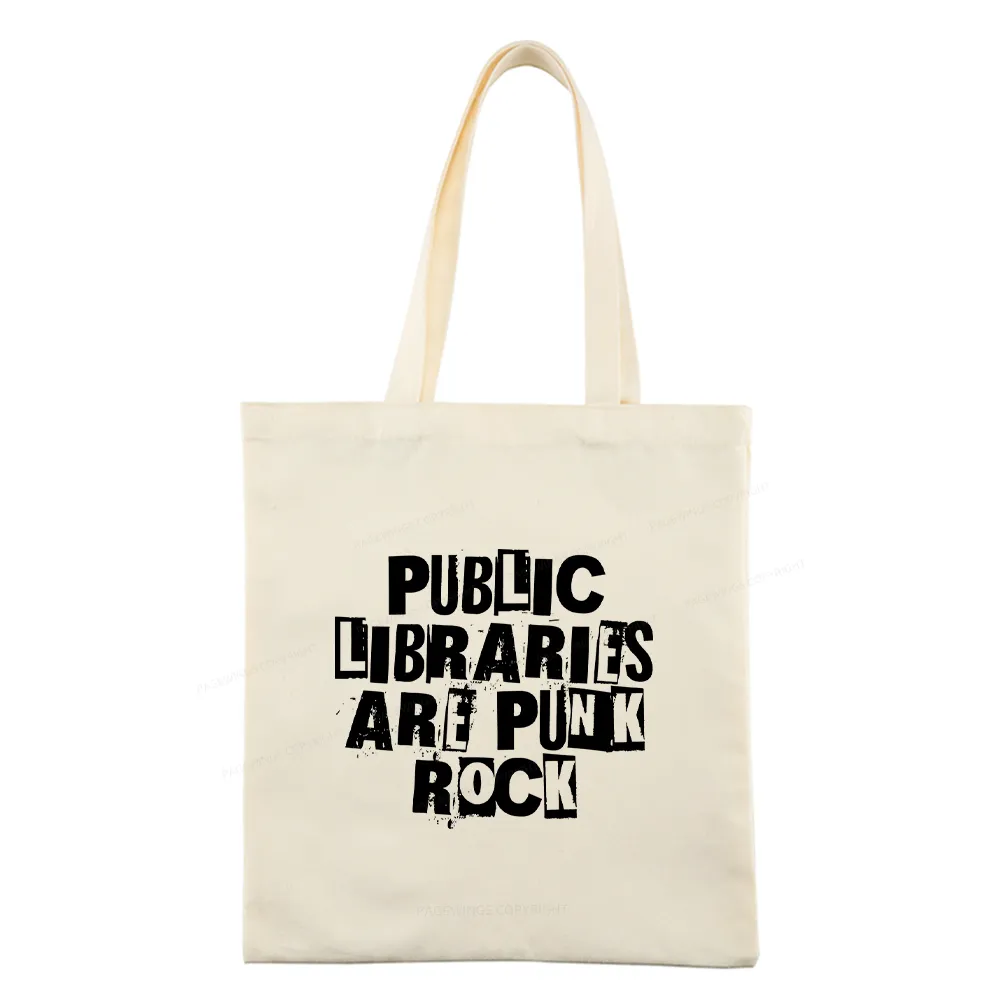 Pagewings Public Libraries Are Punk Rock Tote Bag