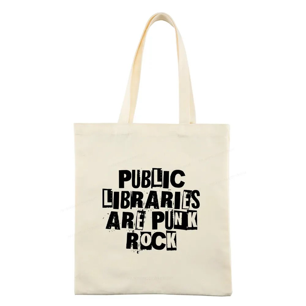 Pagewings Public Libraries Are Punk Rock Tote Bag