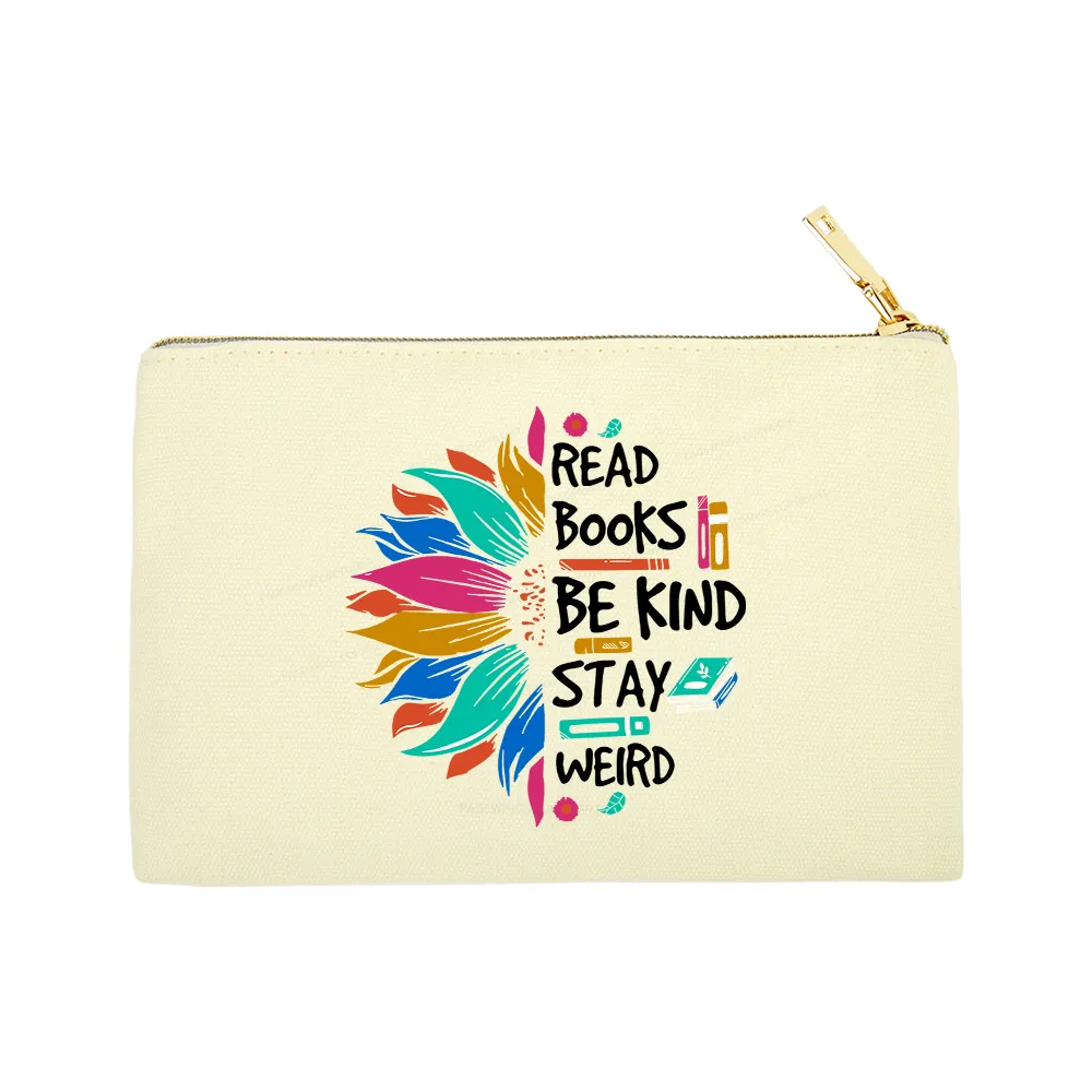 Pagewings Read Books Be Kind Stay Weird on Backpack Pouch
