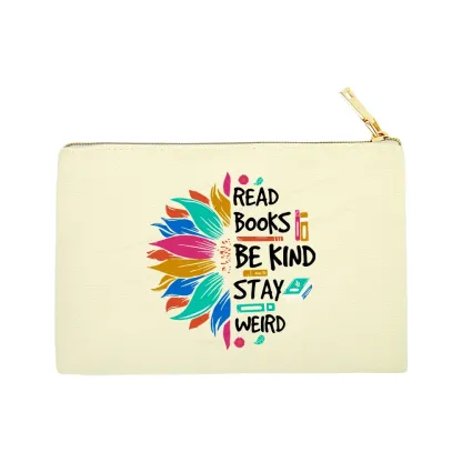 Pagewings Read Books Be Kind Stay Weird on Backpack Pouch