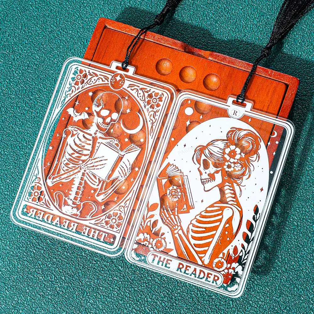 ]Pagewings The Reader Skeleton Tarot Card Acrylic Bookmark