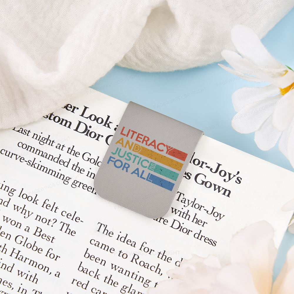 Pagewings Literacy and Justice For All Feathers Quotes Magnetic Bookmark