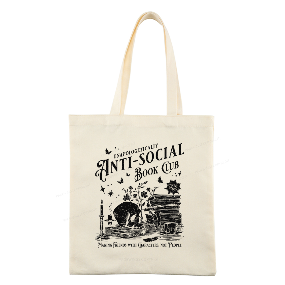 Pagewings Anti-social Book Club Comfort Colors Tote Bag