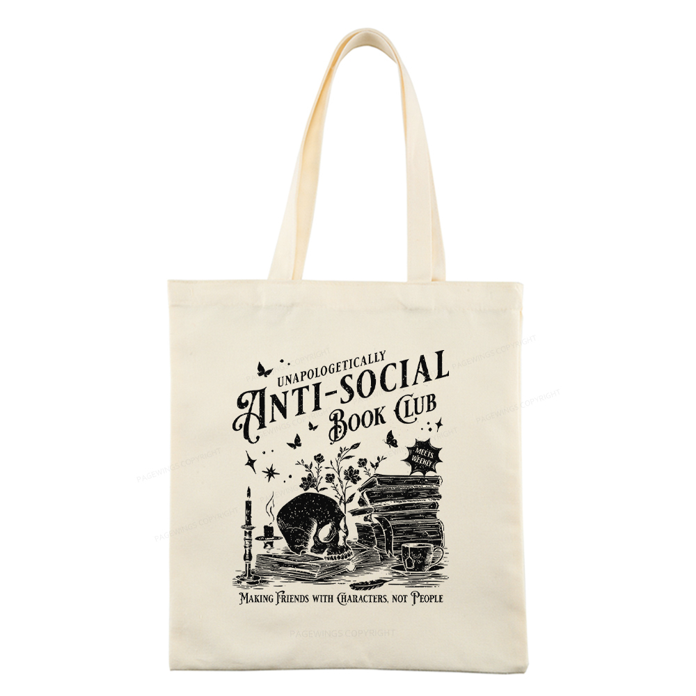 Pagewings Anti-social Book Club Comfort Colors Tote Bag