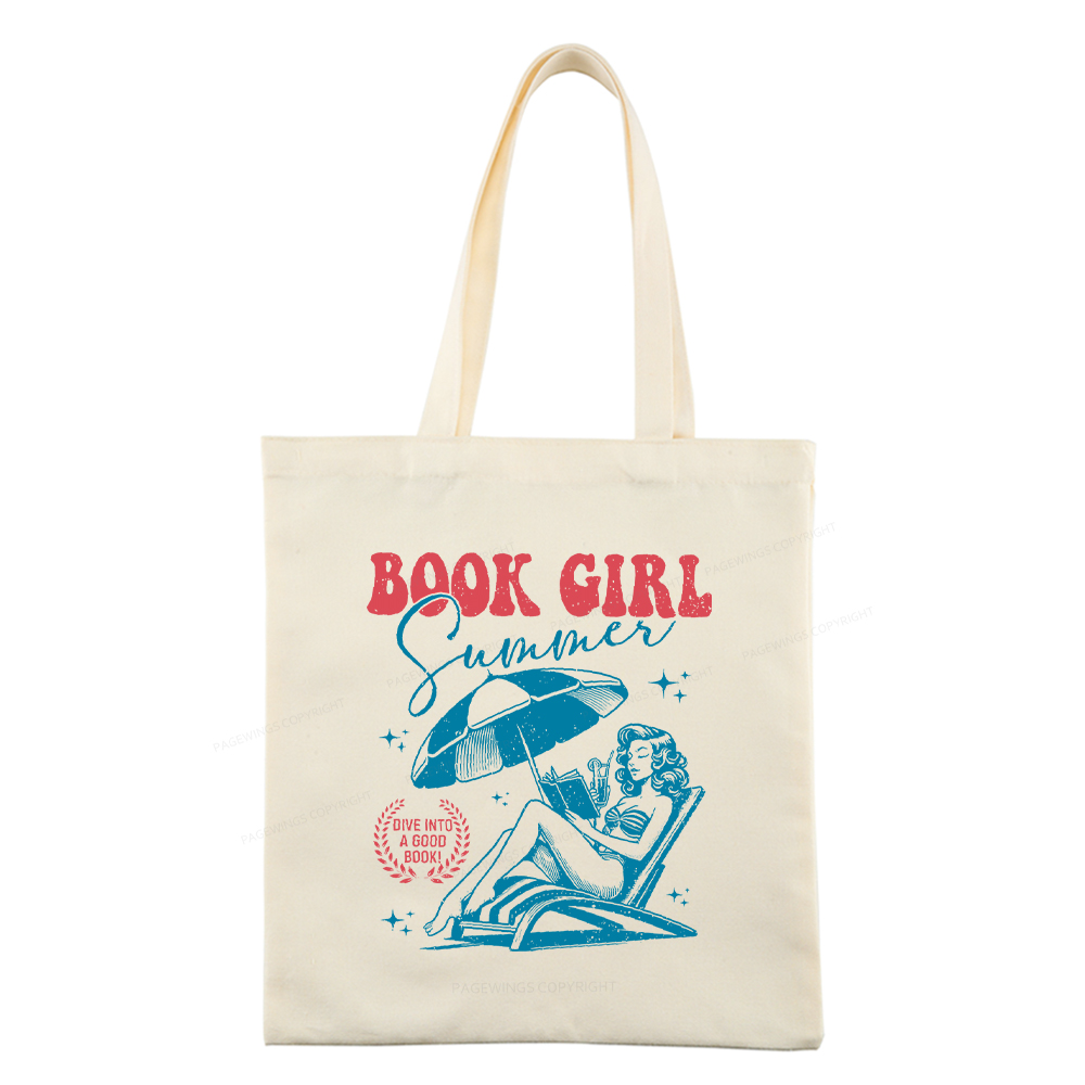 Pagewings Book Girl Summer Tote Bag