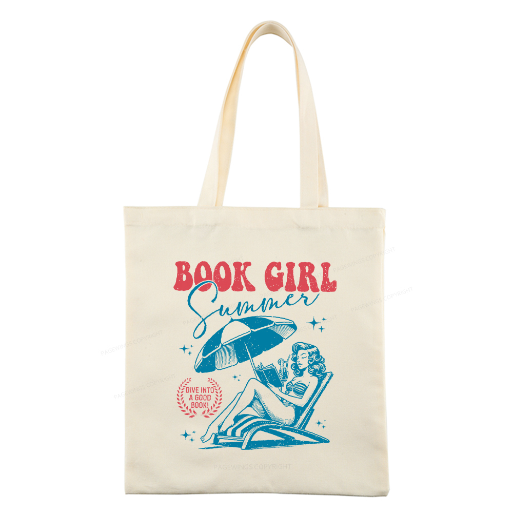 Pagewings Book Girl Summer Tote Bag
