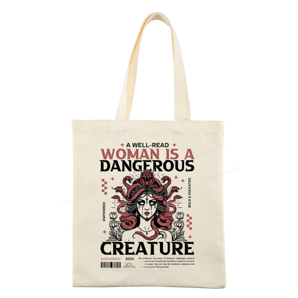 Pagewings A Well-Read Woman is A Dangerous Creature Tote Bag
