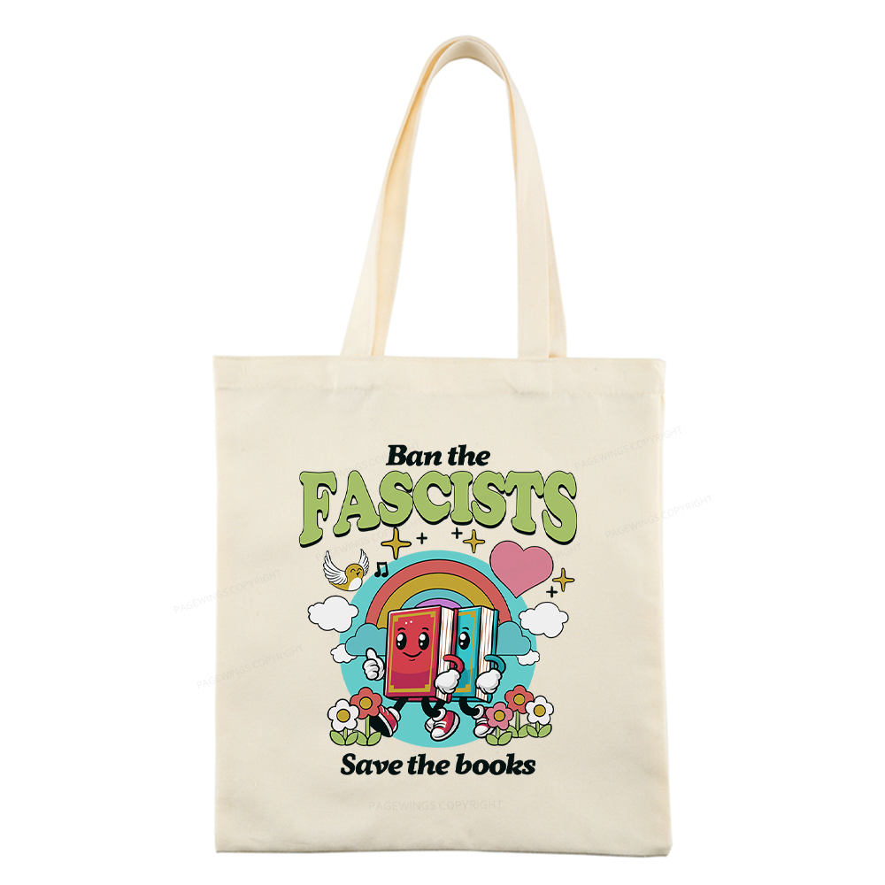 Pagewings  Ban the Fascists Save the Books Tote Bag
