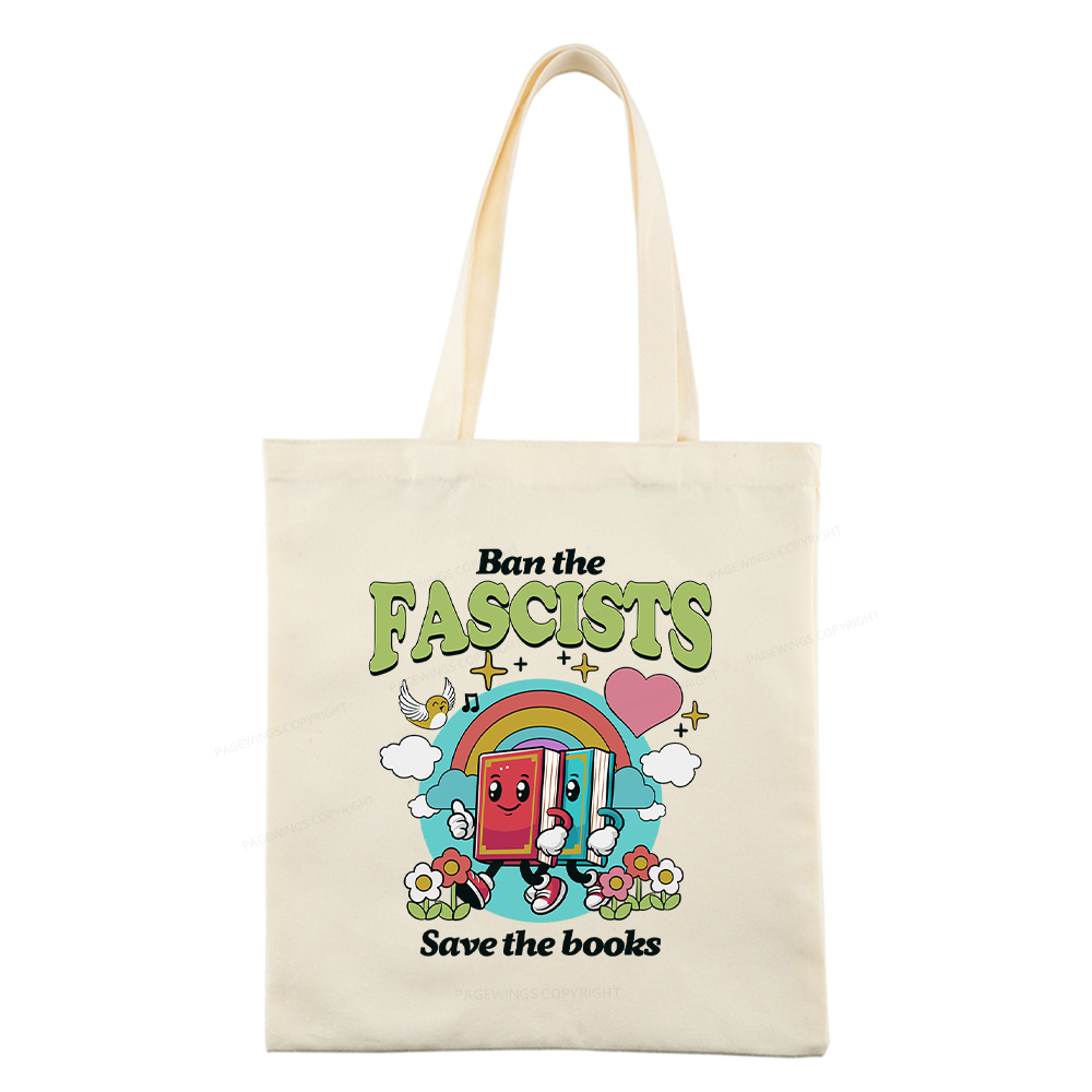 Pagewings  Ban the Fascists Save the Books Tote Bag