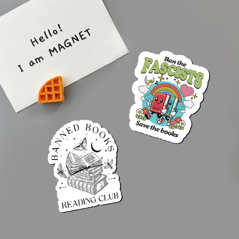 Pagewings Ban the Fascists Save the Books Fridge Magnet