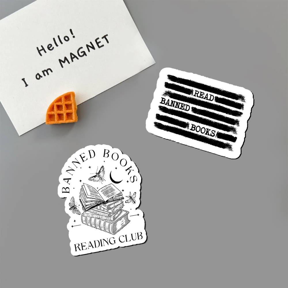 Pagewings Read Banned Books Bookworm Librarian Fridge Magnet