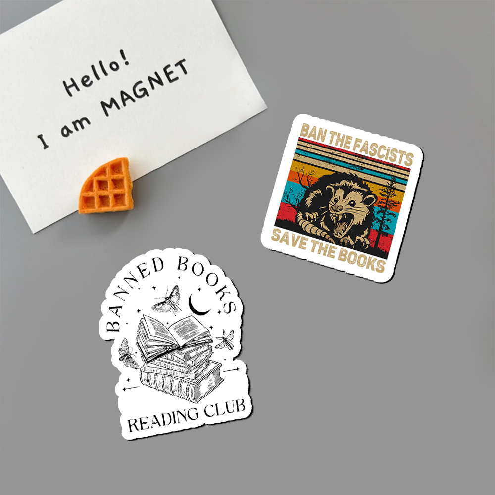 Pagewings Ban The Fascists Save The Books Fridge Magnet