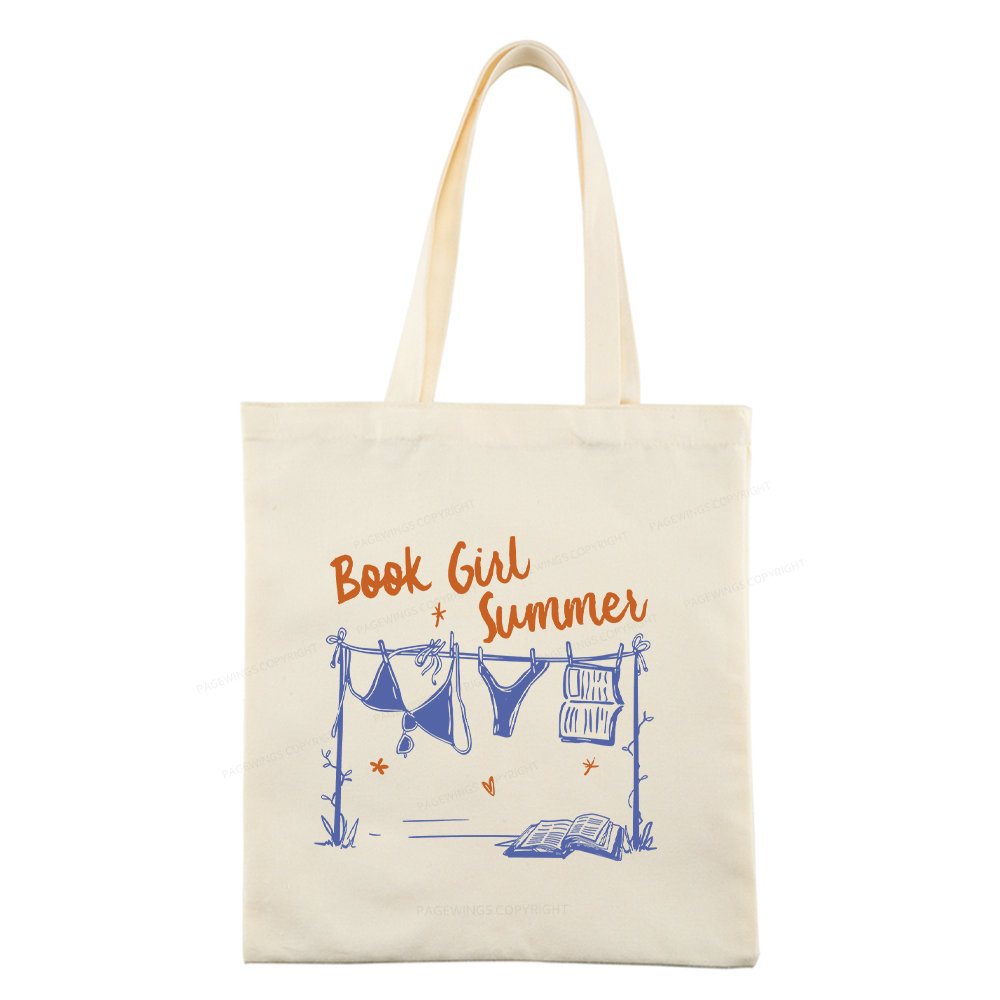 Pagewings Book Girl Summer Bookish Tote Bag