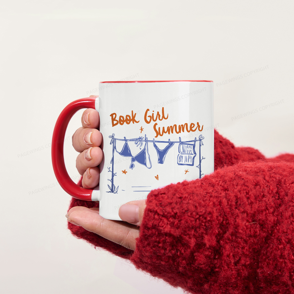 Pagewings Book Girl Summer Bookish Mug