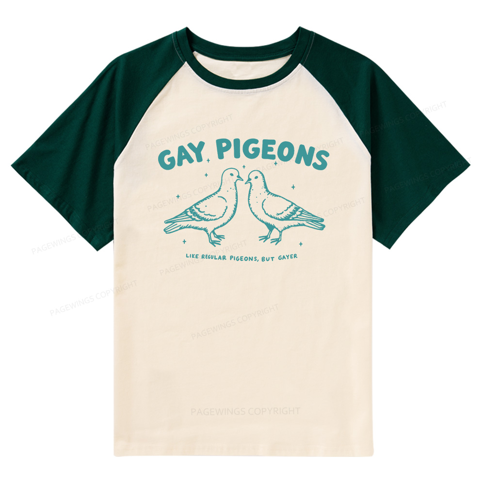 Pagewings Gay Pigeons Raglan T-shirt