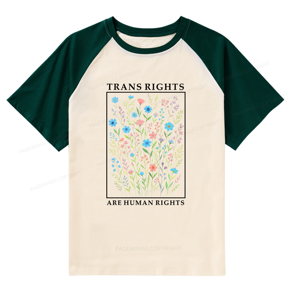 Pagewings Trans Rights Are Human Rights Raglan T-shirt