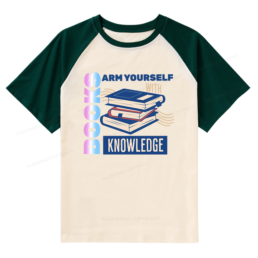 Pagewings Arm Yourself With Knowledge Raglan T-shirt