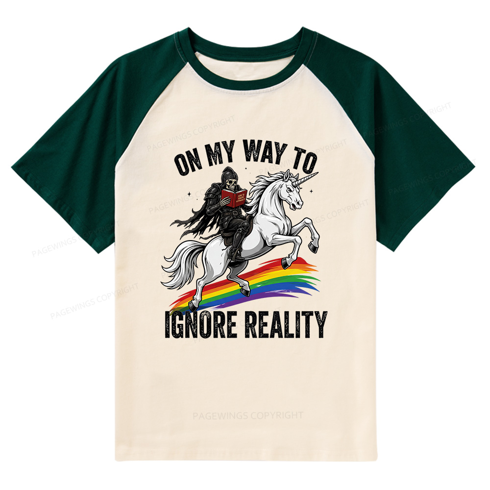 Pagewings On My Way To Ignore Reality Raglan T-shirt