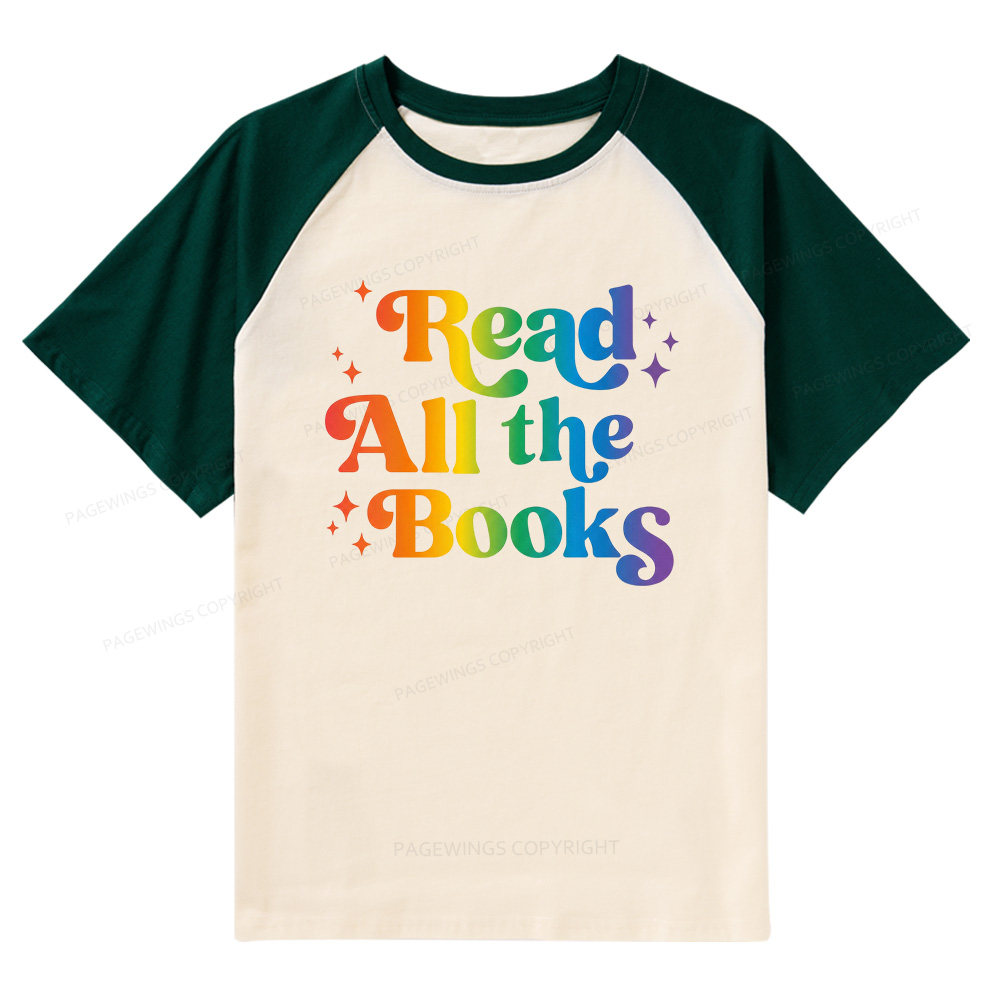 Pagewings Read All the Books Raglan T-shirt