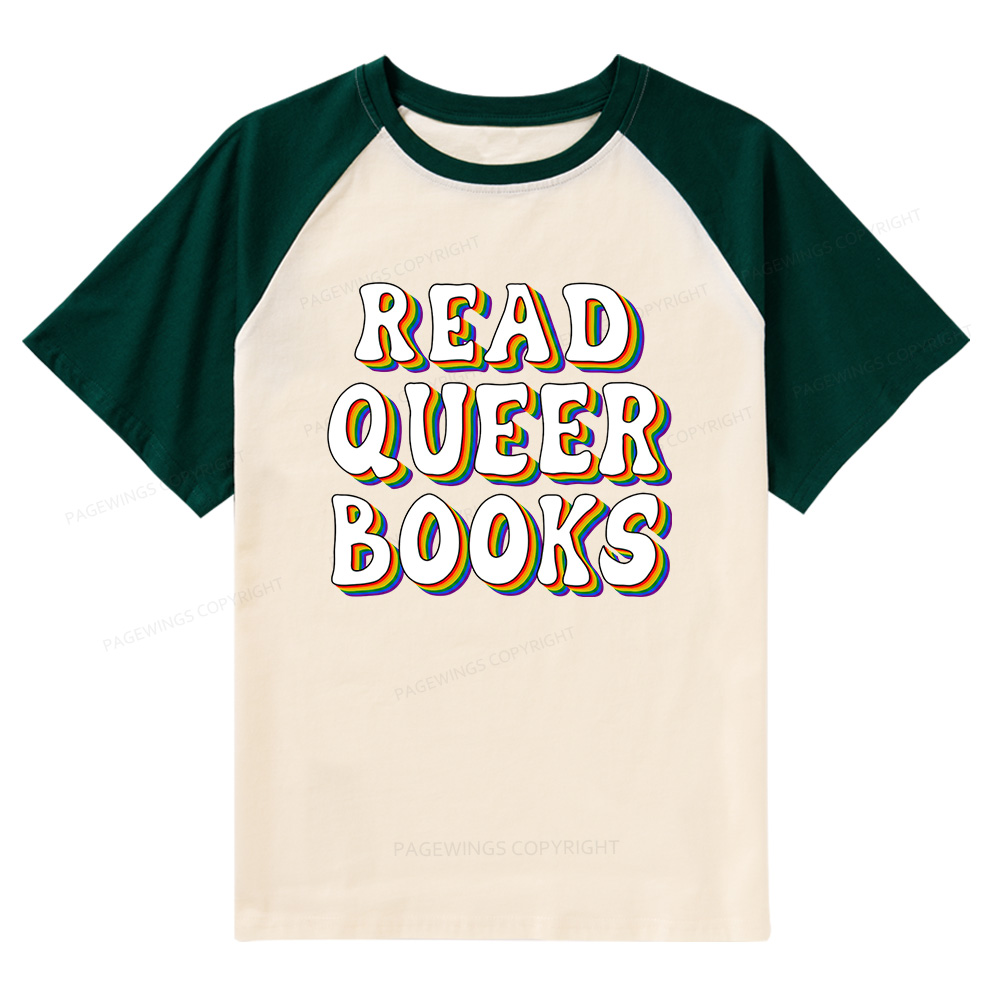 Pagewings Read Queer Books Raglan T-shirt