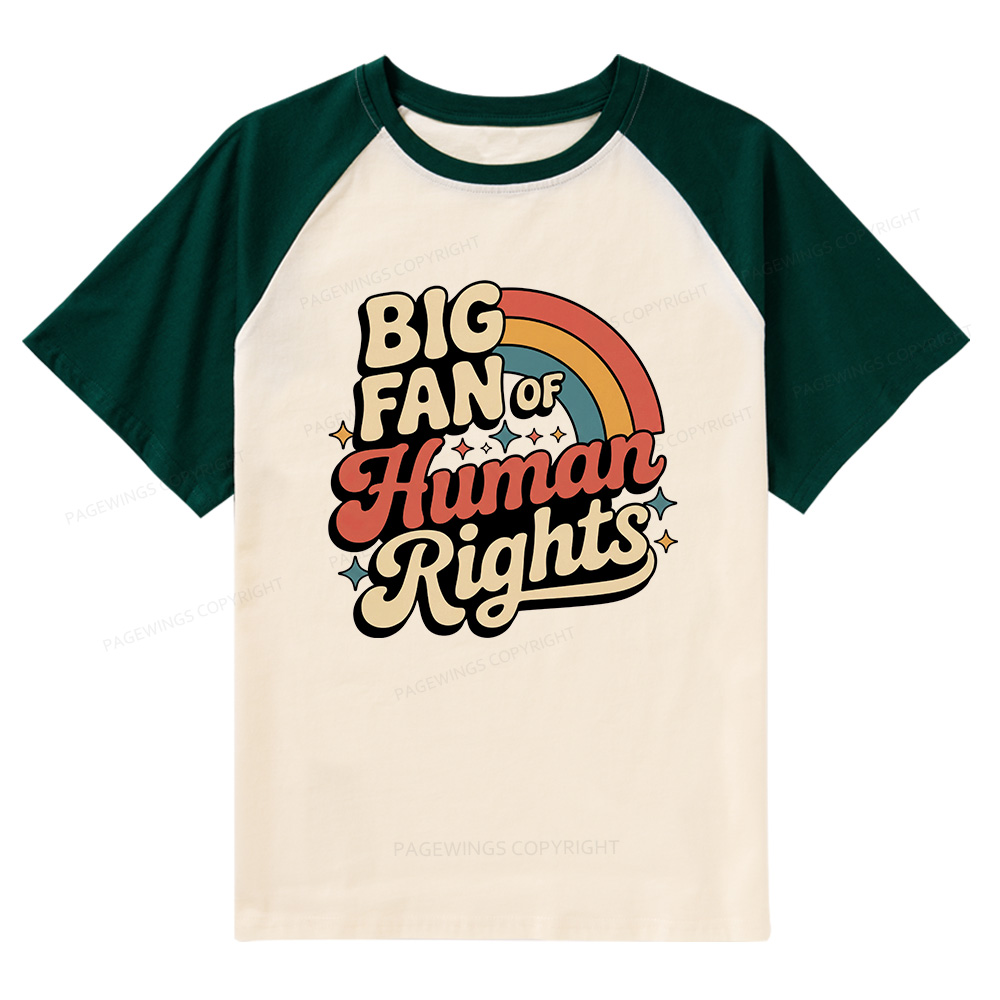 Pagewings Big Fan of Human Rights Raglan T-shirt