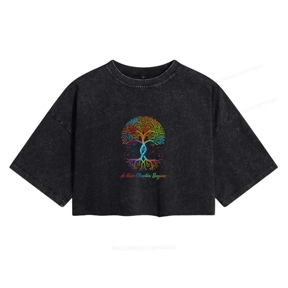 Pagewings A New Chapter Begins Women's Washed Cropped T-shirt