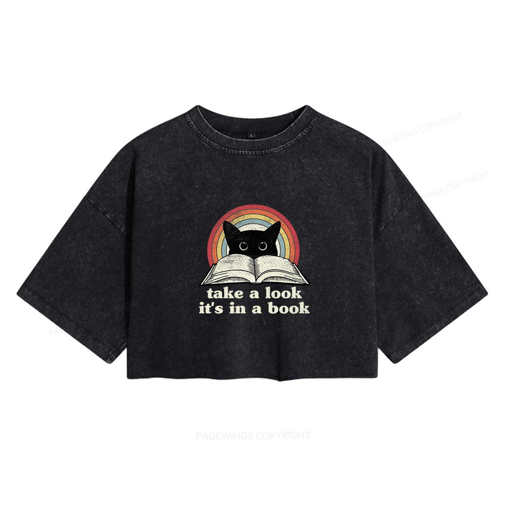 Pagewings Take A Look Its In A Book Women's Washed Cropped T-shirt