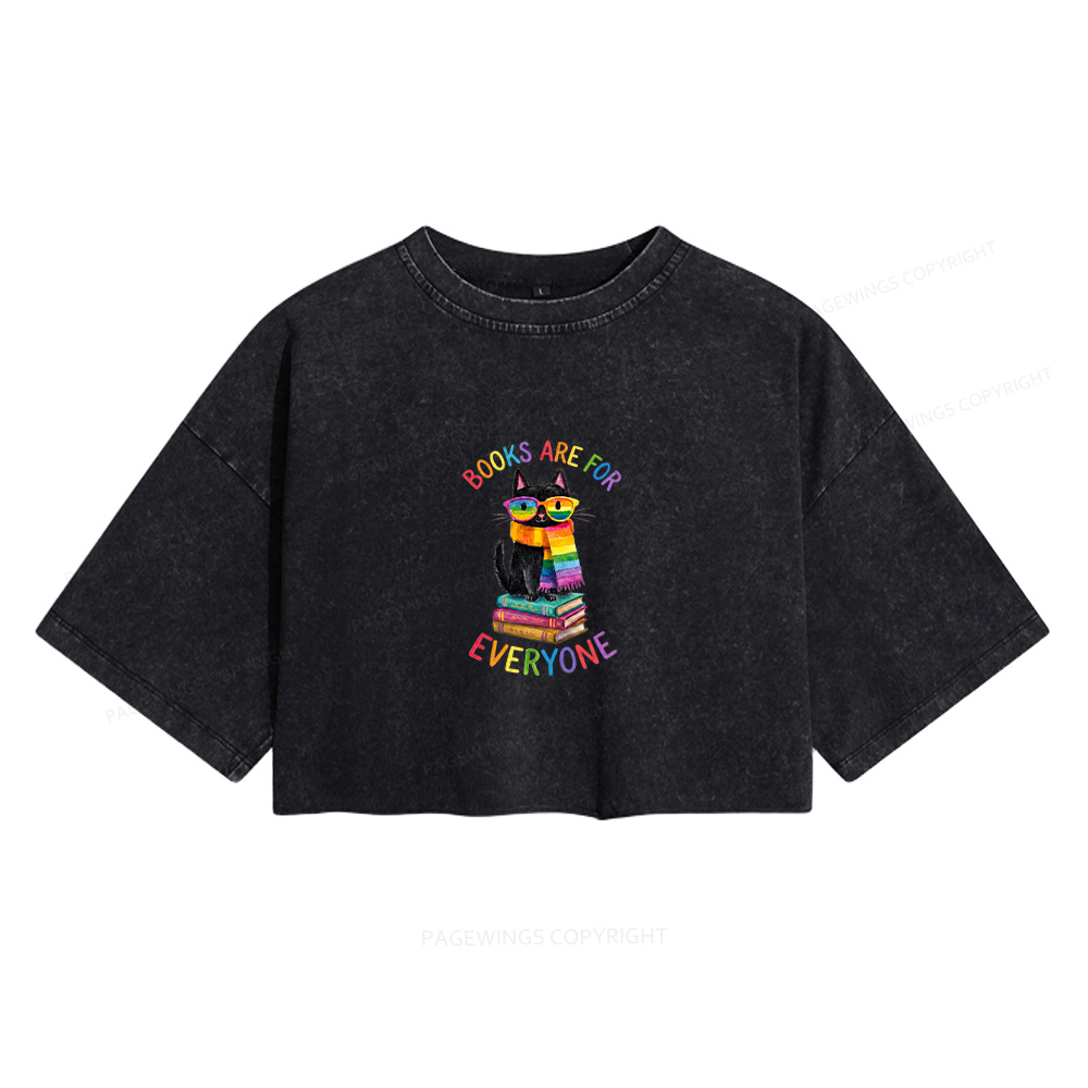 Pagewings Books Are For Everyone Women's Washed Cropped T-shirt